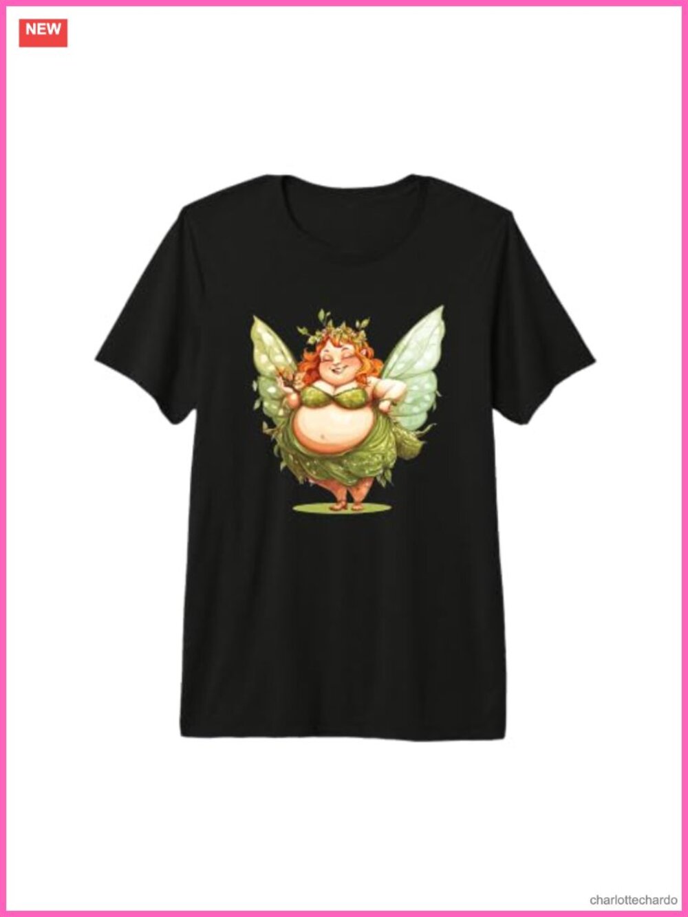 Fat Fairy with Wings Graphic Tri-Blend Crew Neck T-Shirt